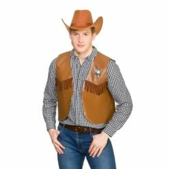 Cowboy Waistcoat Wild West Sheriff Rodeo Adults One Size