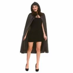 Deluxe Satin Hooded Cape Black Vampire Goth Widow Fancy Dress -Snazaroo Sales AC 9405 1600 1 72035.1566567849.1100.1100