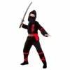 Kids Power Ninja Japanese Fighter Black Halloween Costume -Snazaroo Sales BlackRedNinjaCostume