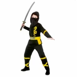 Kids Power Ninja Japanese Fighter Black Halloween Costume -Snazaroo Sales EB 4145 opt