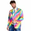 Mens Rainbow Jacket & Tie Fancy Dress Halloween Stag Pride