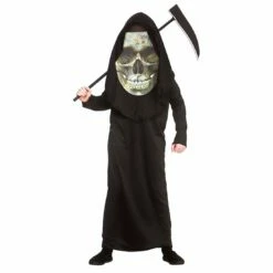 Kids Giant Skull Reaper Death Fancy Dress Costume Halloween