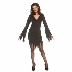 Adults Gothic Dress Short Black Jagged Hem Halloween Costume