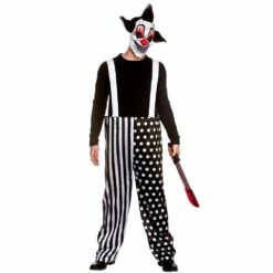 Mens Sinister Clown Trousers Mask Halloween Fancy Dress
