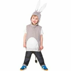 Childs Donkey Hooded Tabard Kids Animal Fancy Dress Age 3-5