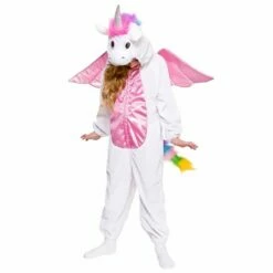 Childs Unicorn Costume All In One Hooded Suit Fancy Dress