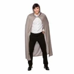 Adults Hooded Grey Cape Wizard Vampire Halloween Costume