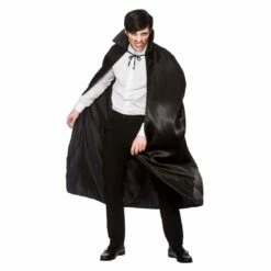 Adults Deluxe Black Satin Cape Collar Halloween Costume