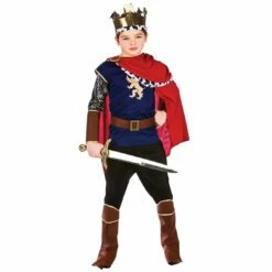 Boys Deluxe Medieval King Gold Crown Cape Halloween Costume