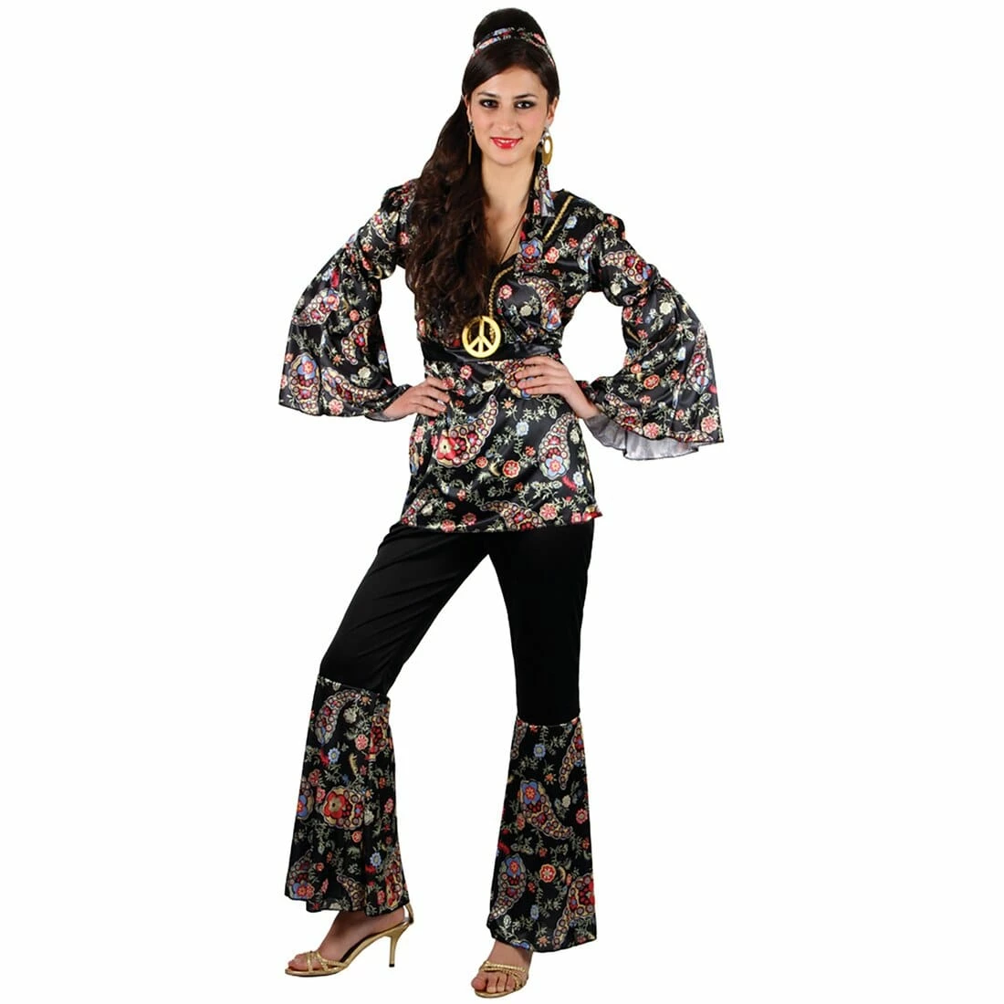 Womens Peace Lovin' Hippie Fancy Dress Halloween Costume 3 Womens Peace Lovin' Hippie Fancy Dress Halloween Costume