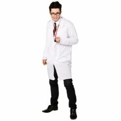 Mens White Doctors Coat One Size Halloween Accessory