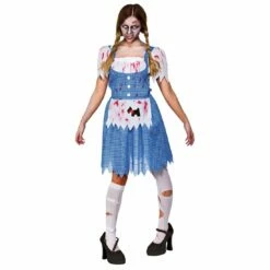 Zombie Blue White Country Girl Womens Halloween Costume