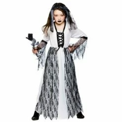 Girls Ghastly Ghost Bride Fancy Dress Halloween Costume