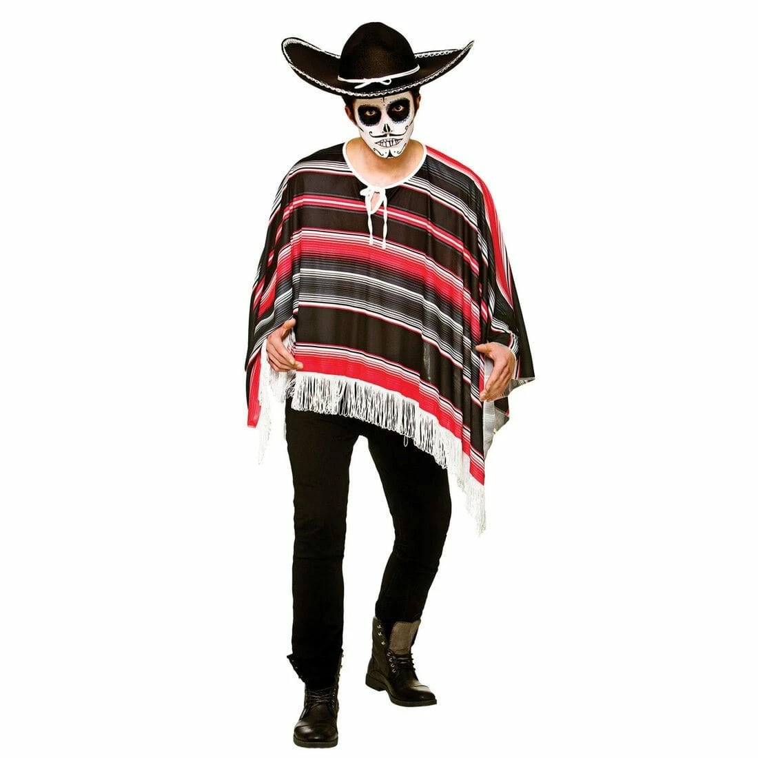 Mens Mexican Bandit Poncho Day Of The Dead Fancy Dress 3 Mens Mexican Bandit Poncho Day Of The Dead Fancy Dress