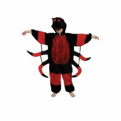 Kids Black Red Spider Fancy Dress Halloween Party Outfit Costume Party