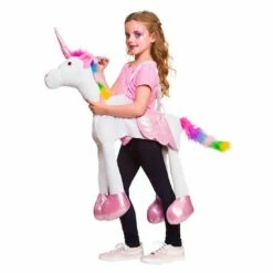Childs Ride On Unicorn Fantasy Rainbow Fancy Dress Age 5-7